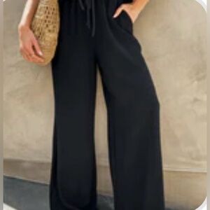 Linen Black Wide Leg Pants Size Small